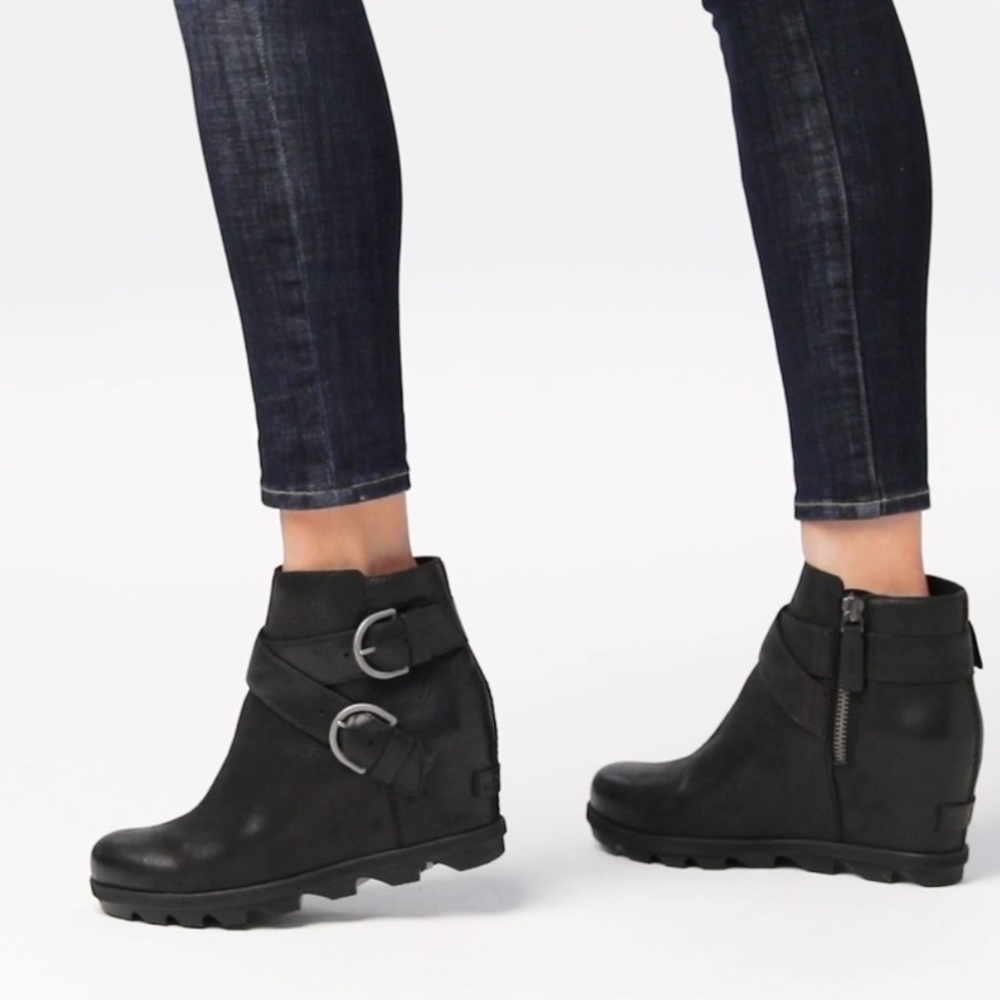 Sorel Black Ankle Boots with Buckle Detail